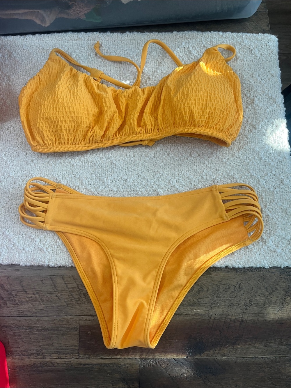 Hollister swim Yellow Textured Bralette Bikini Set